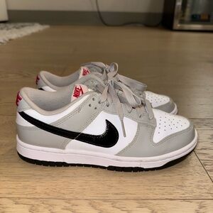 Nike Dunk Low “Light Iron Ore Black” - Women’s Sz. 6.5 - Grey, Black, White, Red